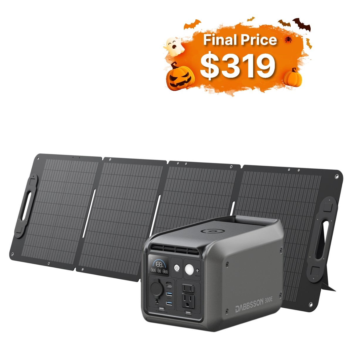 Dabbsson 300E Portable Power Station 298Wh 300W Generator LFP w/120W Solar Panel