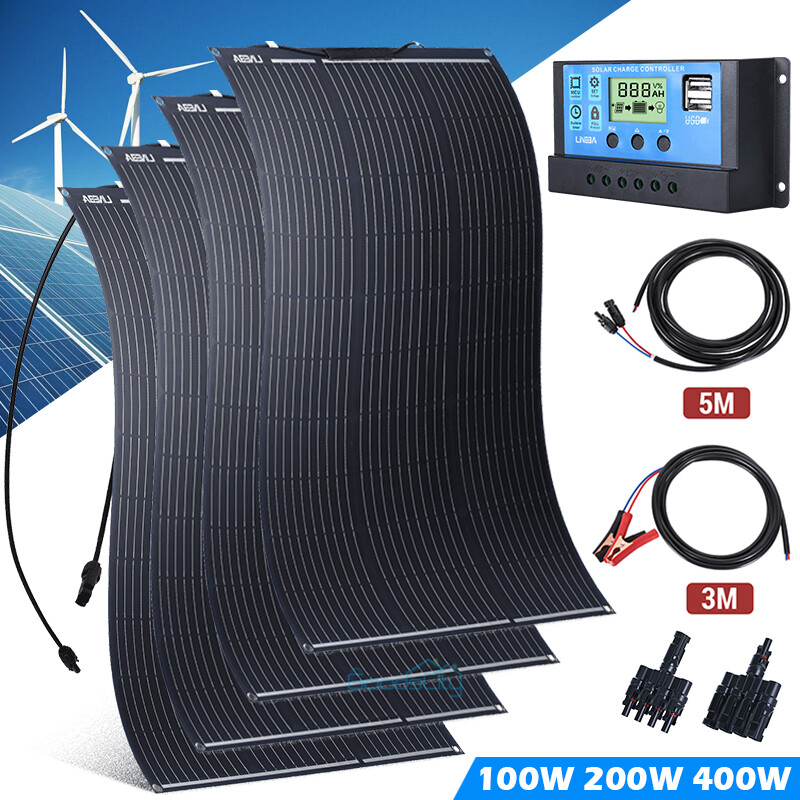 200W 400W Portable Flexible Mono Solar Panel Kit for Power Station RV Camping US