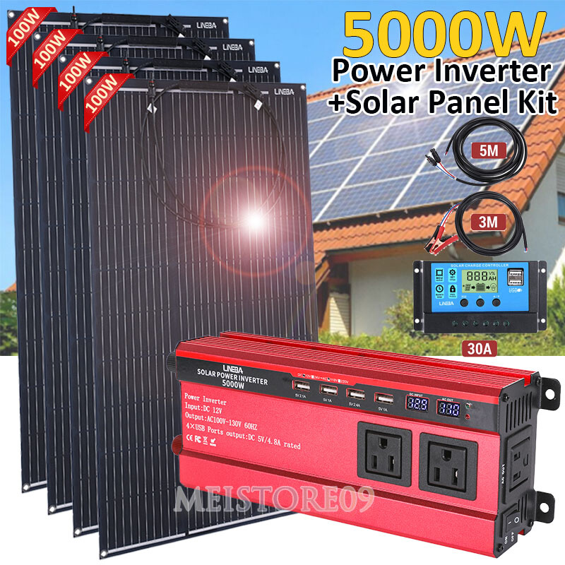 5000W Inverter Solar Panel Kit Solar Power Generator 30A Home 110V Grid System