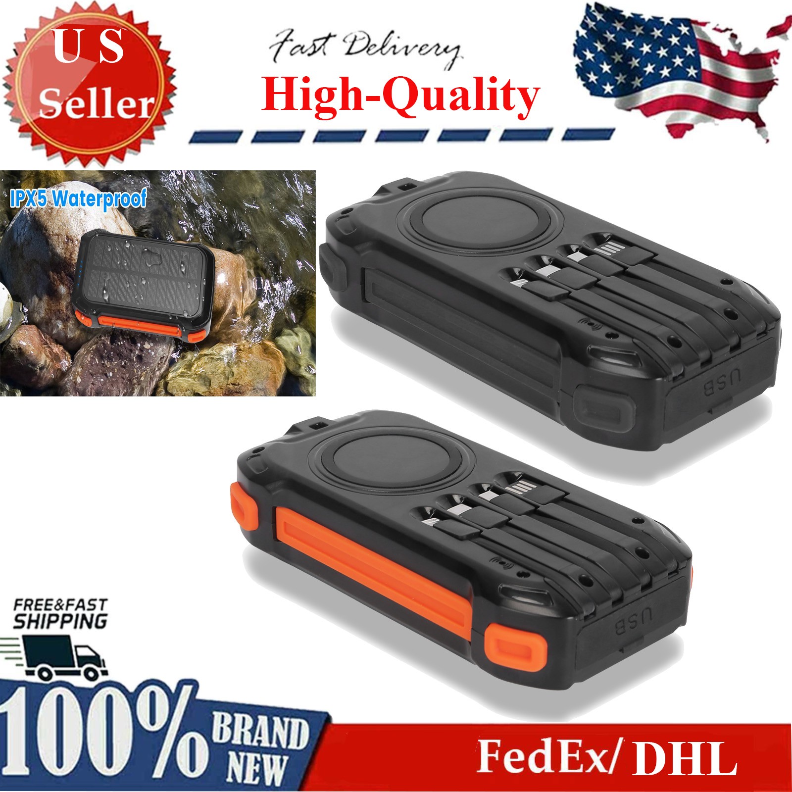 High Capacity Portable Solar Charger 49800mAh Power Bank 22.5W Fast Chargin