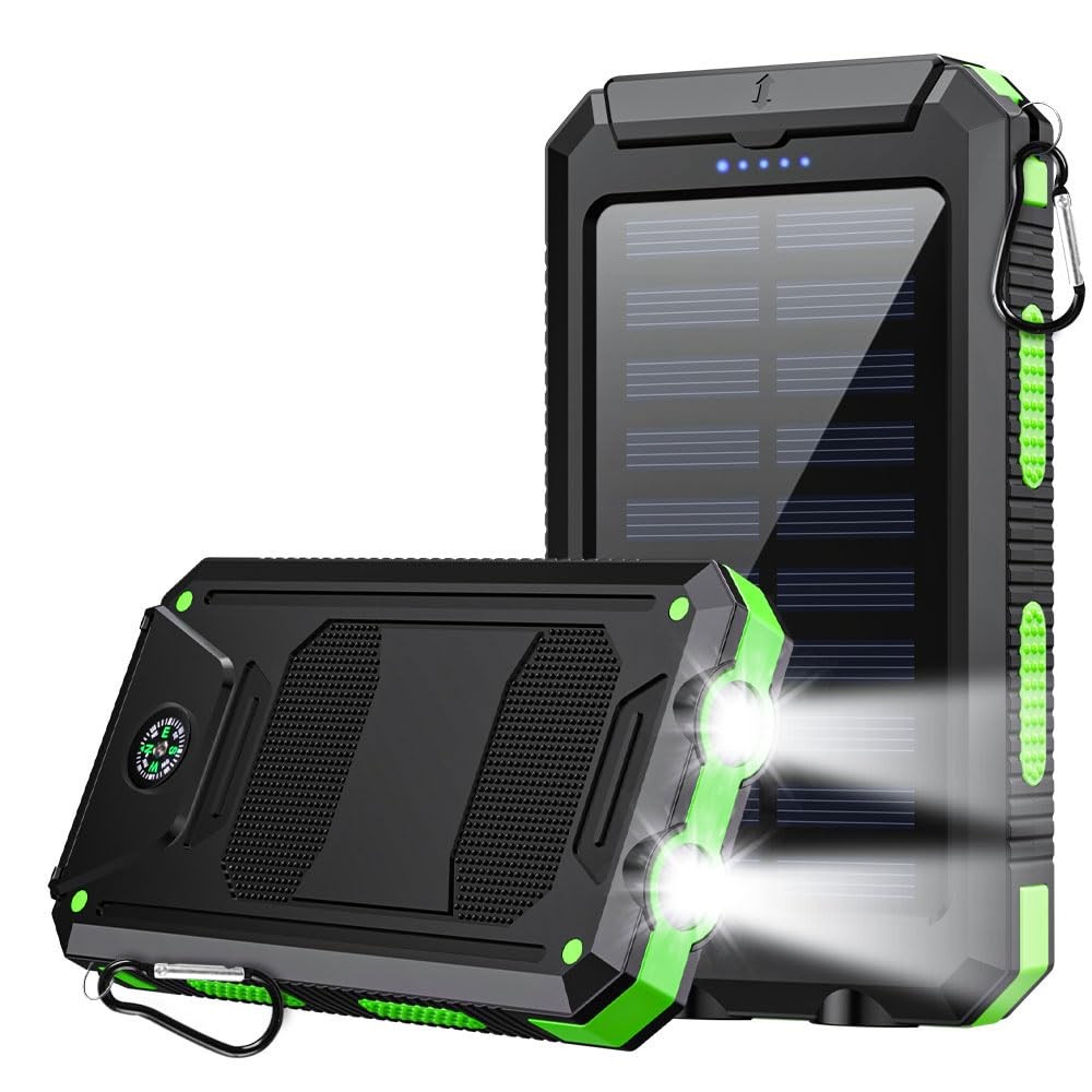 10000mAh Solar Power Bank with Type-C & Dual USB Ports for iPhone、Samsung & M…