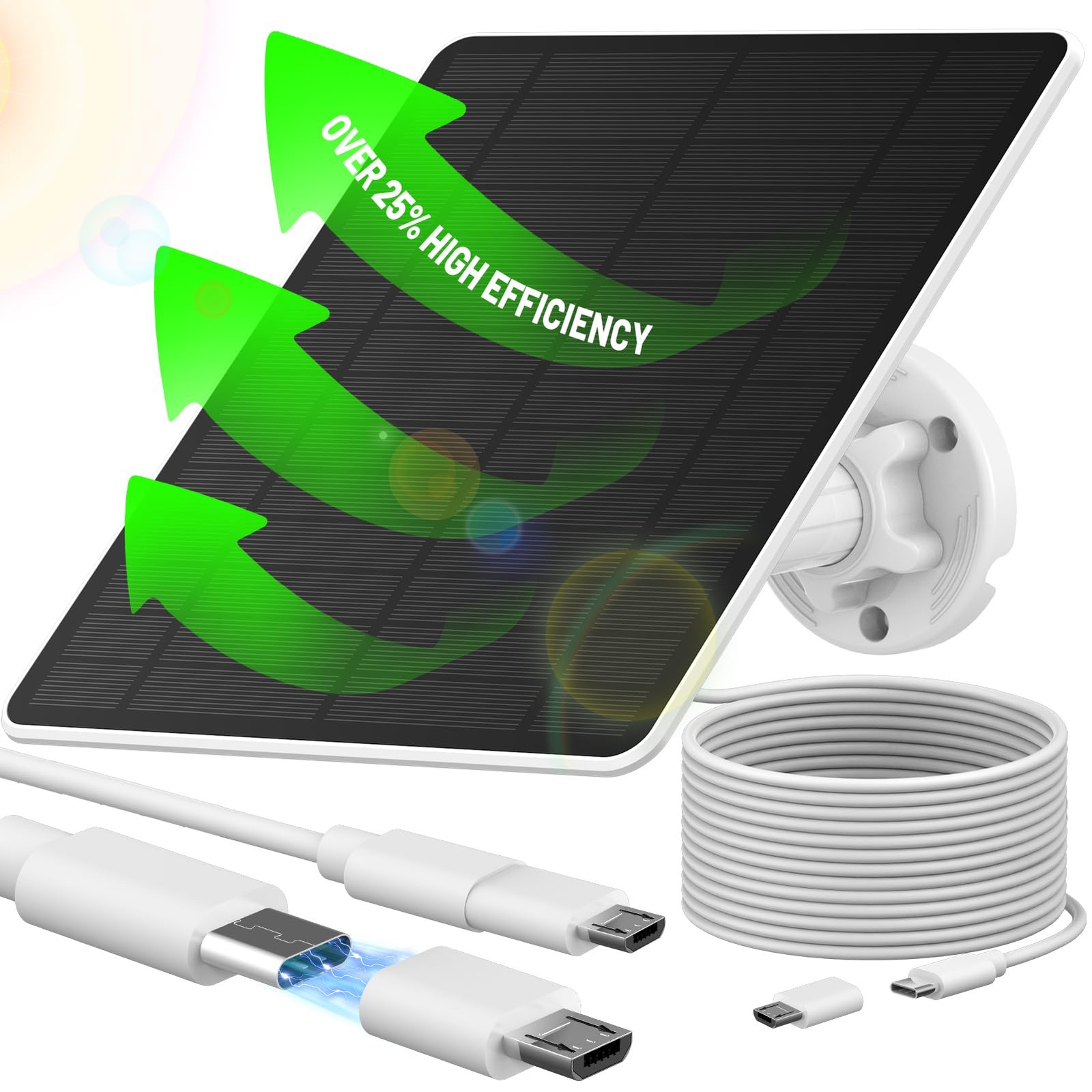 Solar Panel for Security Camera, Solar Panel with Micro USB & USB-C Port for …