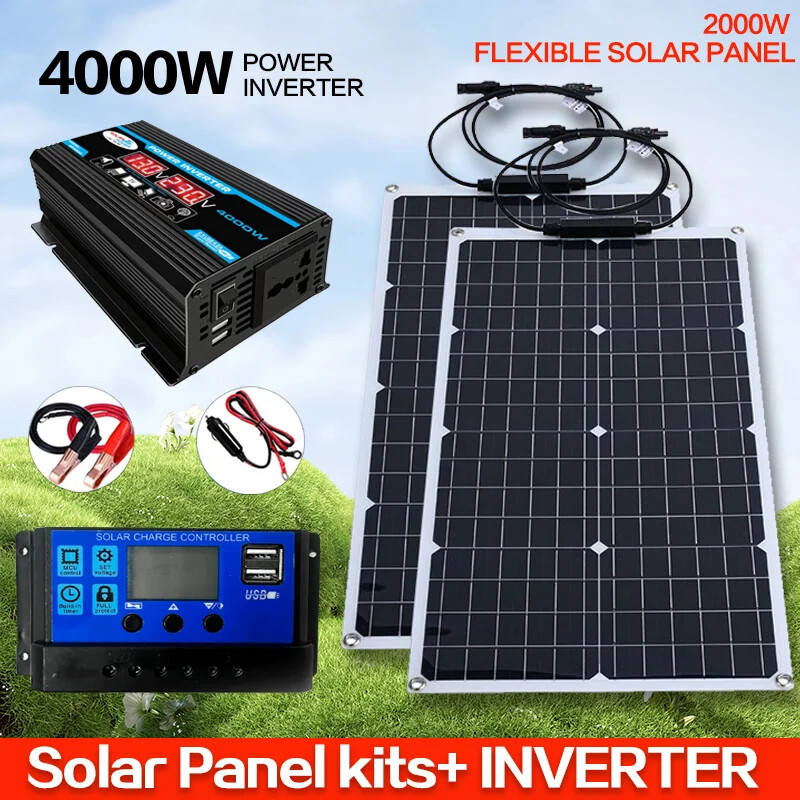 Flexible Solar Panel System 12V Battery Charging Power Bank Solar Inverter Kit