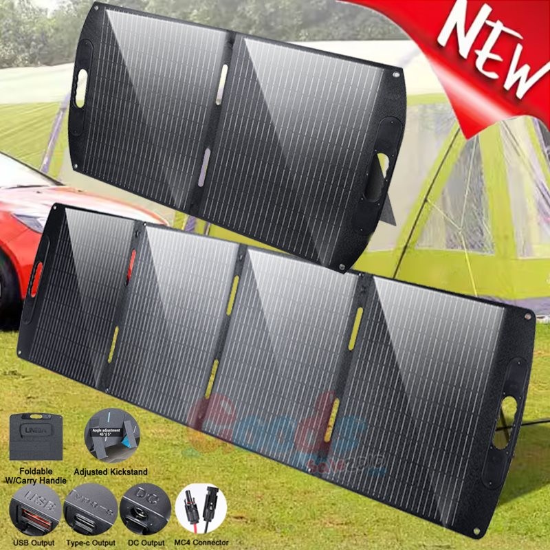 100W 200W Folding Solar Panel 12V Portable suitcase Mono for RV Camping Off-Grid