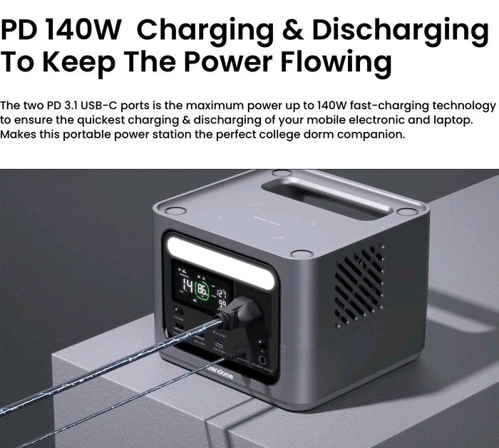 Go300 Portable AC/DC Power Station 300W Outdoor Solar Generator USB-C LED Light