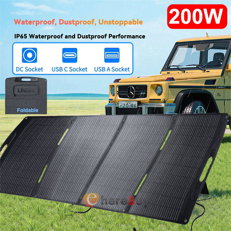 Solar Blanket 200W 100W 12V Folding Solar Panel Kit 2M Cable Mono Power USB DC