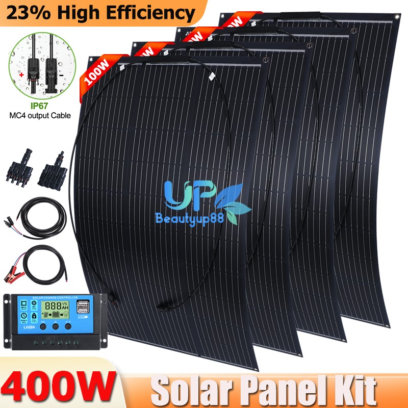 100W 200W 400W Solar Panel Kit Battery Charge Control for Home 110V Grid System