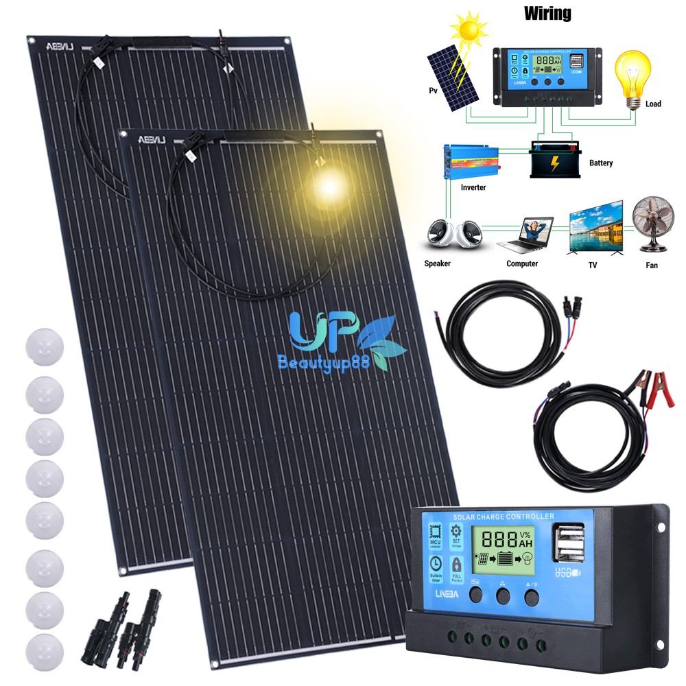Real 200W Solar Panel 18V Trickle Charger Battery Charger Kit w/ 30A Controller