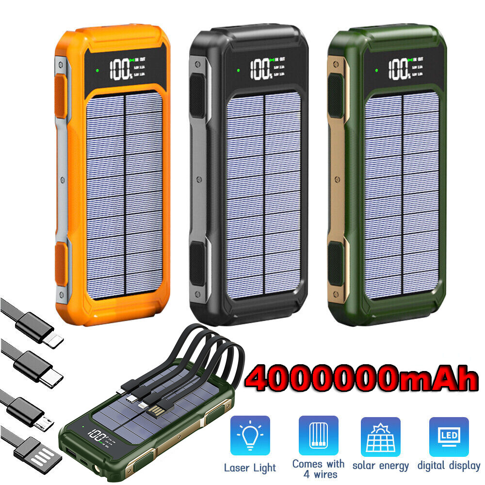 2023 Super 40000000mAh 4 Output Portable Charger Solar Power Bank for Cell Phone