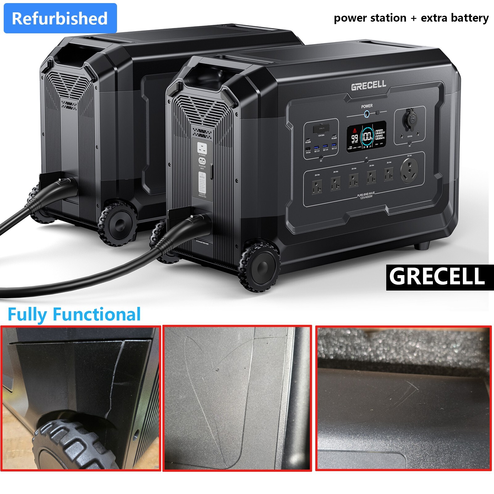 10.08kWh Solar Generator Kit, Portable Power Station 4000W w/ Expansion Battery