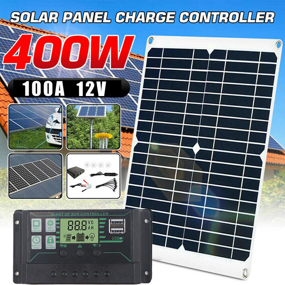 400 Watts Solar Panel Kit 100A 12V Battery Charger W/ Controller Caravan Boat US