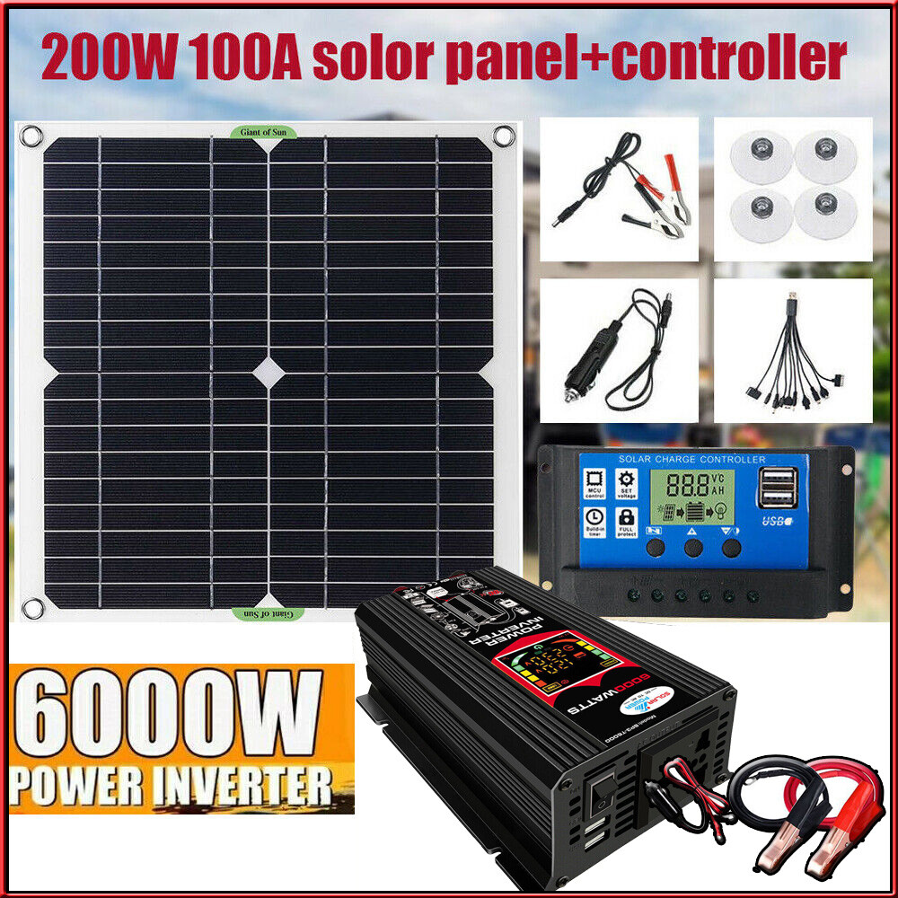 6000W Complete Solar Panel Kit Solar Power Generator 100A Controller System US
