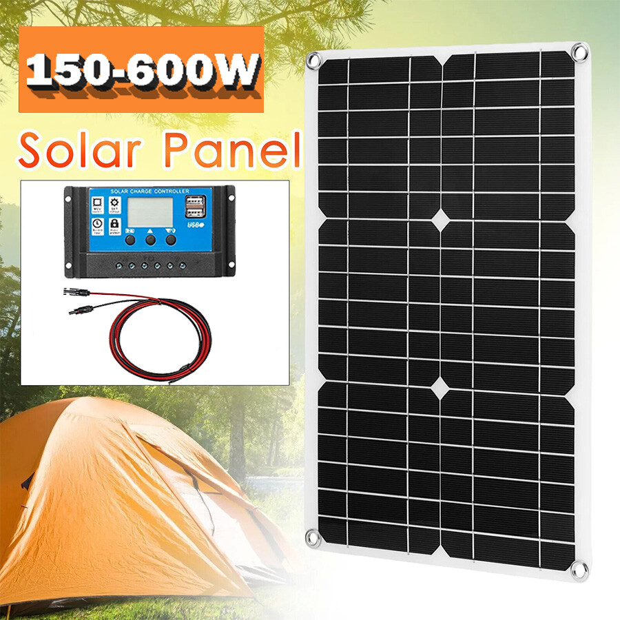 150W-600W Solar Panel Kit 40A 12V Battery Charger w/ Controller Caravan Boat RV