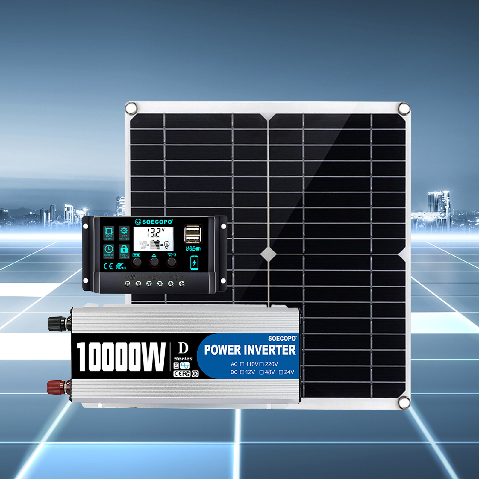 10000W Power Inverter Solar Generator With 220V 300W Solar Panel  Complete KitS0
