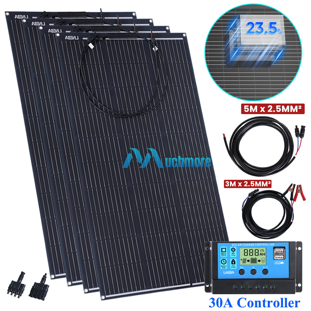 400W Solar Panel Kit 30A Controller 12V Battery Charger Off-Grid Car Boat LOT