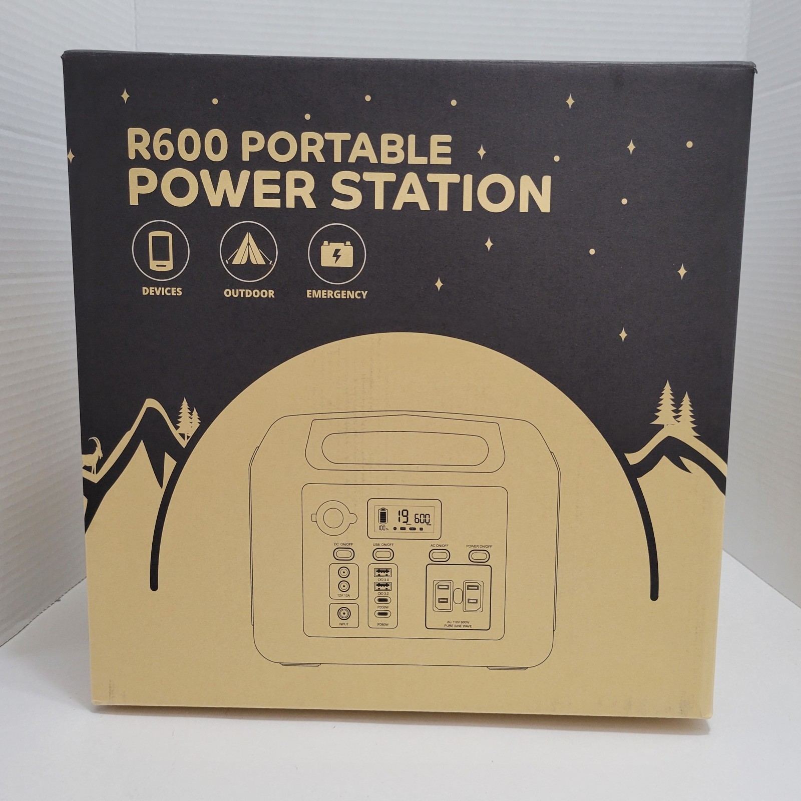 Pangootek Portable Power Station 600W (1200W Peak) 299Wh Solar Generator Battery