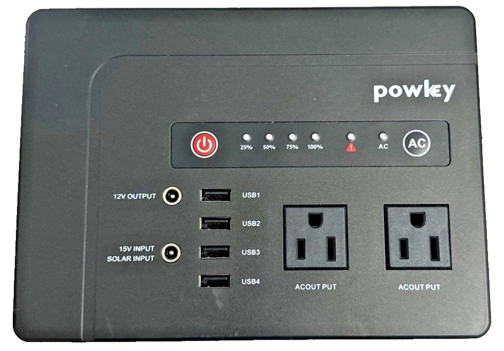 Powkey Portable Power Station 200W 2 AC Outlets, 4 USB, 1 DC Port Camping Travel