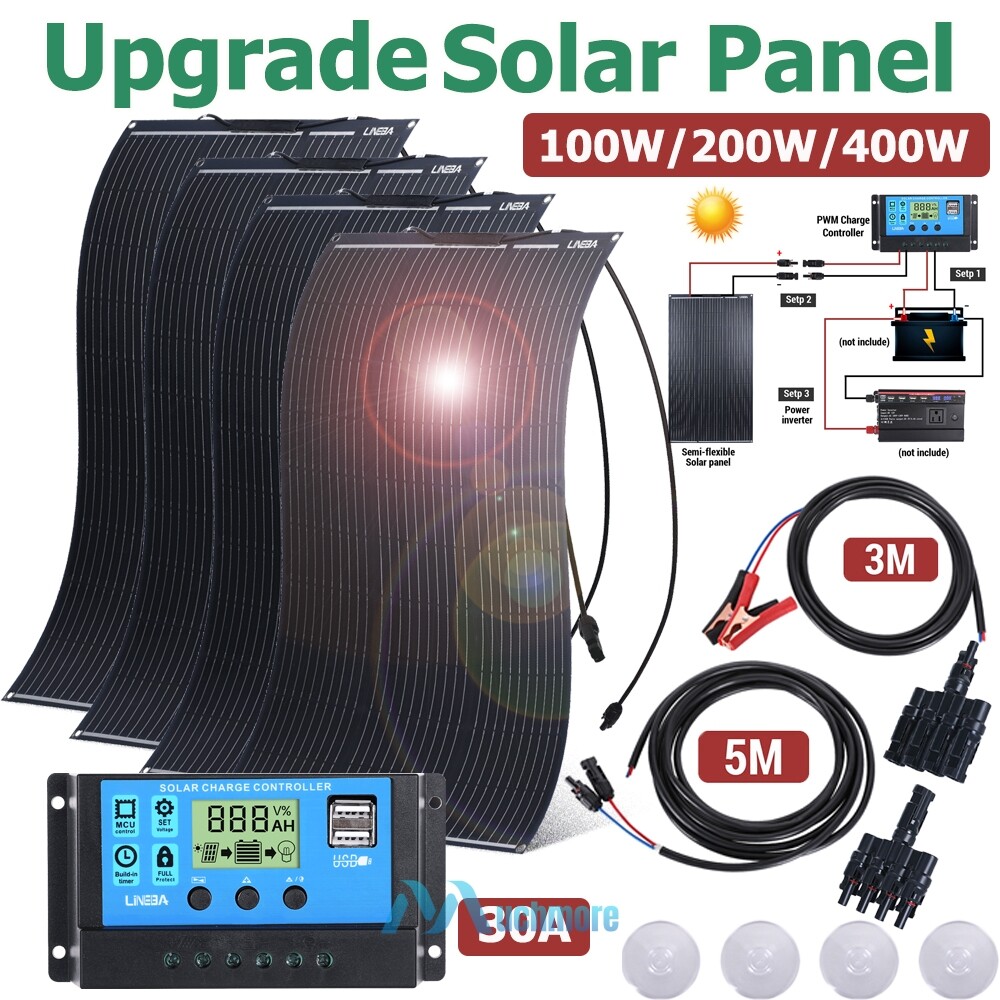 400W 200W 18V Monocrystalline Solar Panel+Controller fr RV Camping Home Off Grid