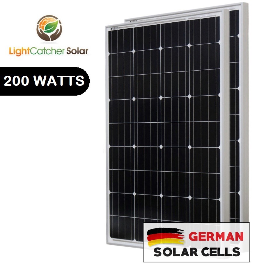 LCS Solar Panel 200 Watts 2pcs 100W Monocrystalline 12 Volt RV Boat Off Grid 24V