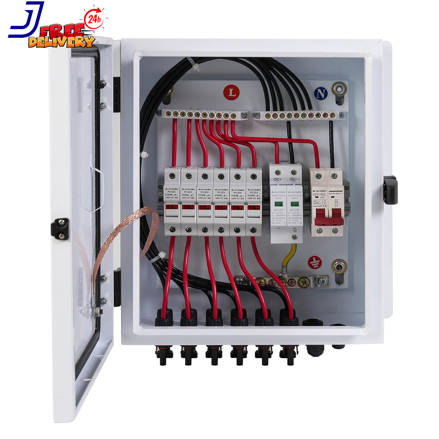 6 String Metal Solar Combiner Box PV Combiner Box with 20A Rated Current Fuse