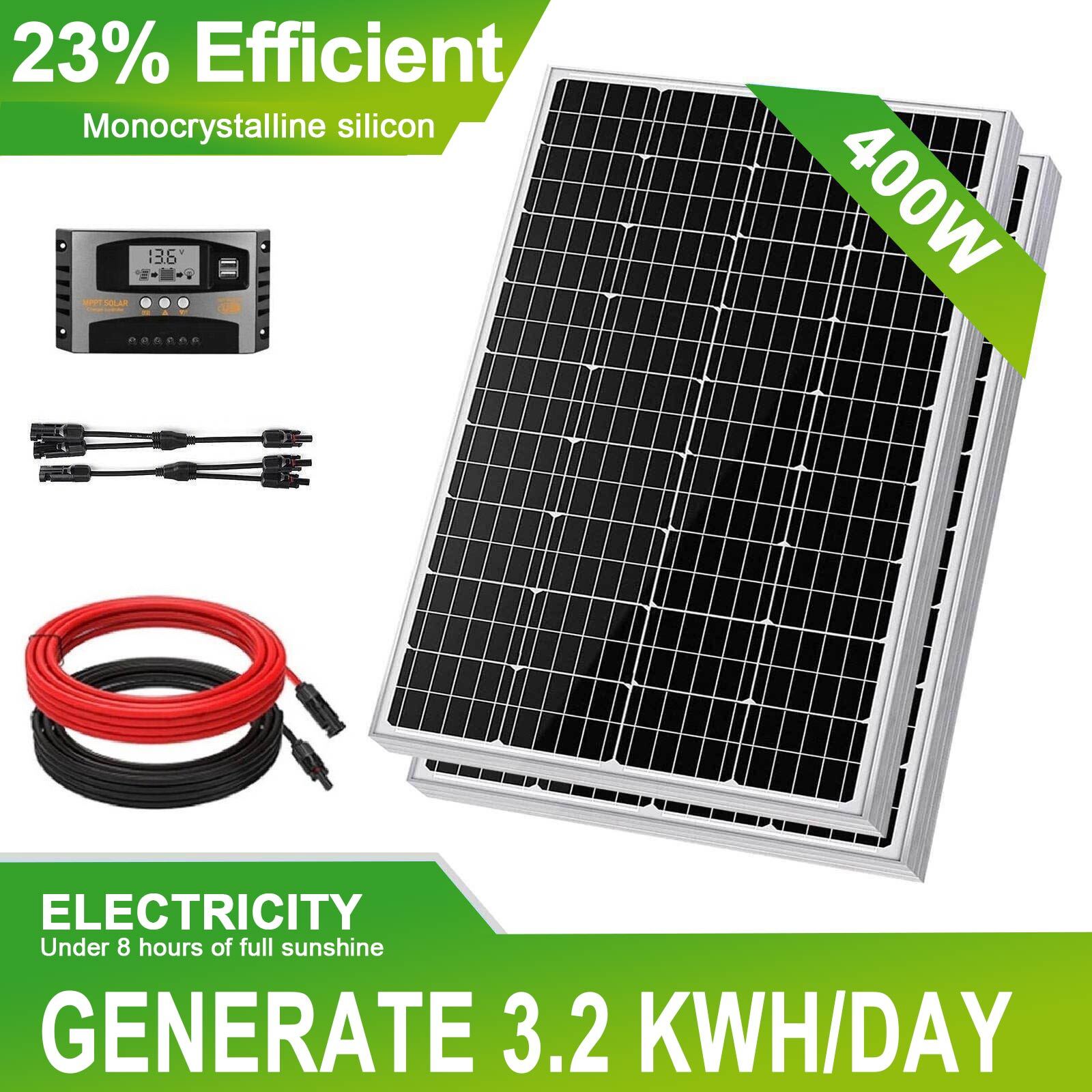 400W Solar Panel Kit 12V Battery Charger 30A Controller RV Marine Boat Off Grid
