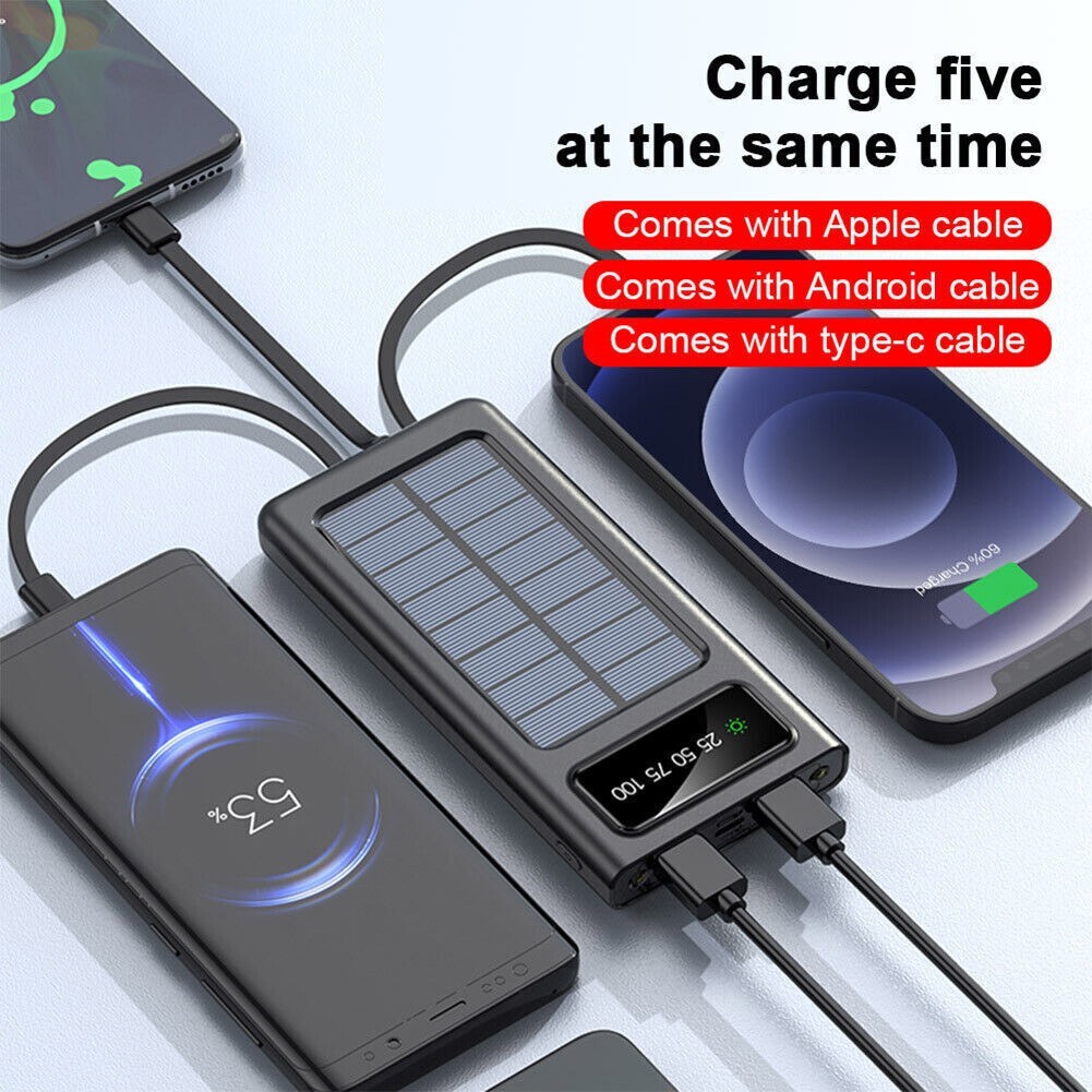 Super 4000000mAh USB Portable Charger Solar Power Bank for Cell Phone Waterproof