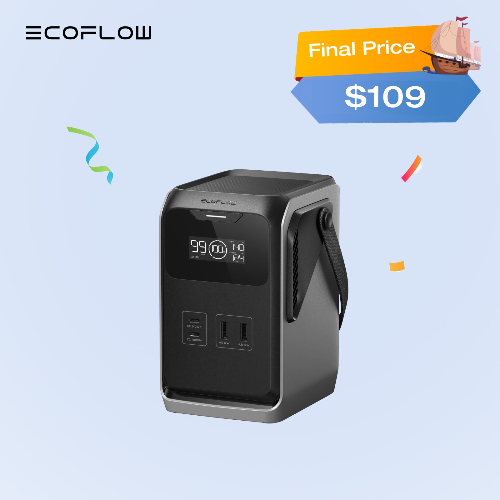EcoFlow TRAIL 200 DC Portable Power Station 192Wh Battery 220W Solar Generator