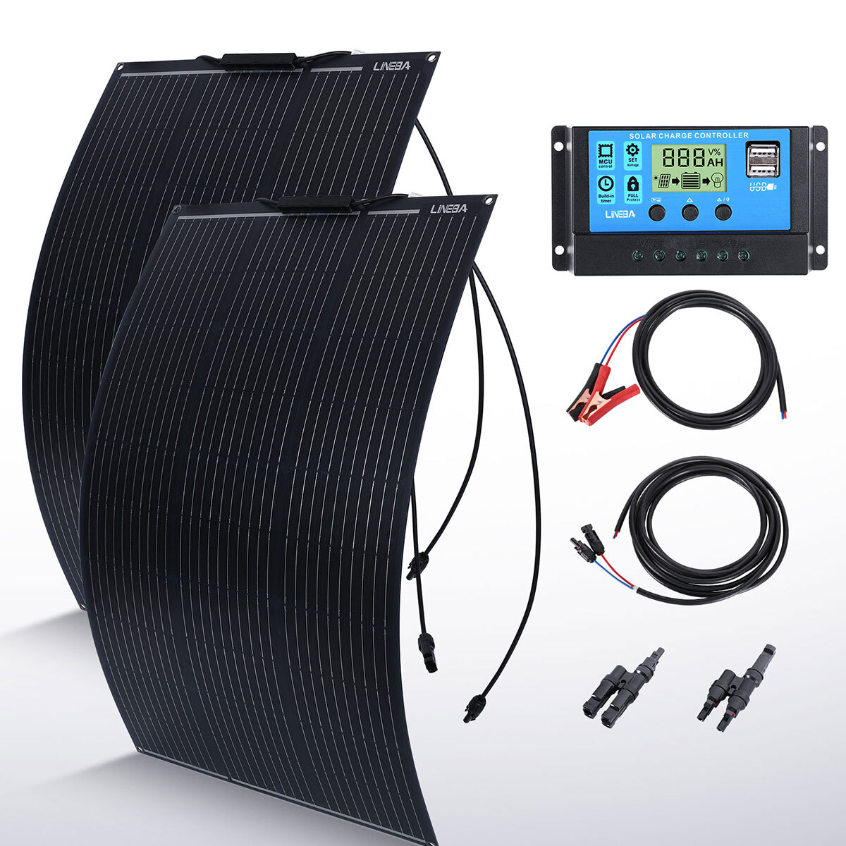 Solar Panel Kit 200W w/ 30A Charge Controller for 12V Battery Charging Car Roof