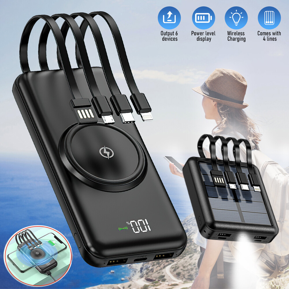 900000mAh Wireless Power Bank Backup USB Fast Charger Portable External Battery