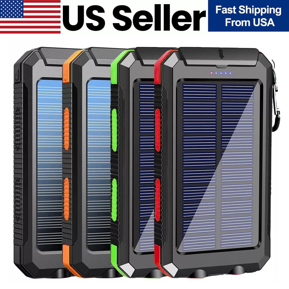 Super 20000mAh USB Portable Charger Solar Power Bank for Cell Phone 2025 US
