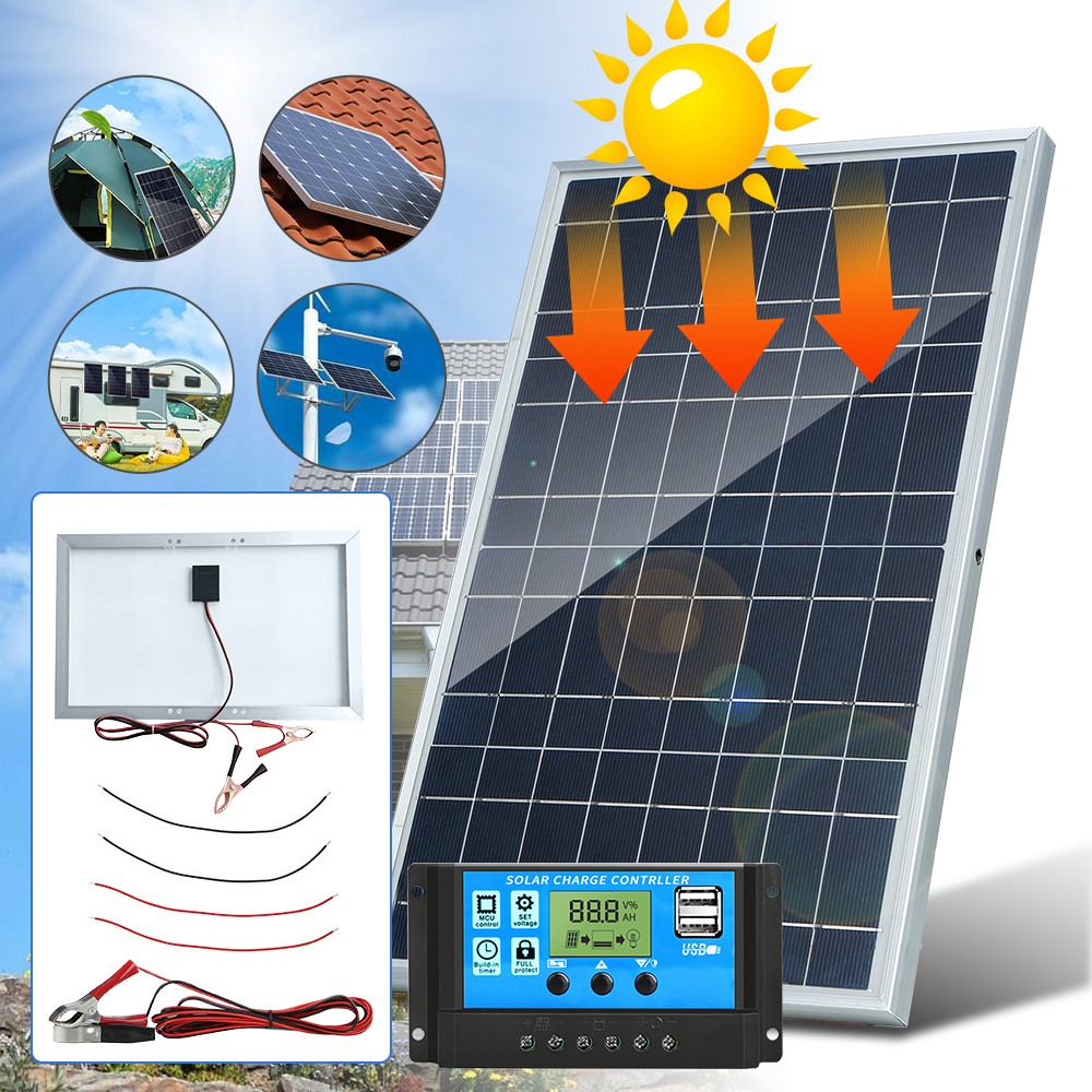 12V Solar Panel Kit 300W Battery Charger For Boat Camping Caravan RV Trailer