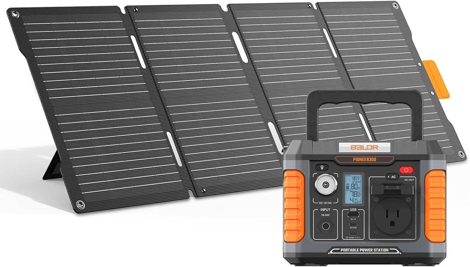 BALDR Solar Generator, 300W Portable Power Station with 60W Solar Panel, for Cam