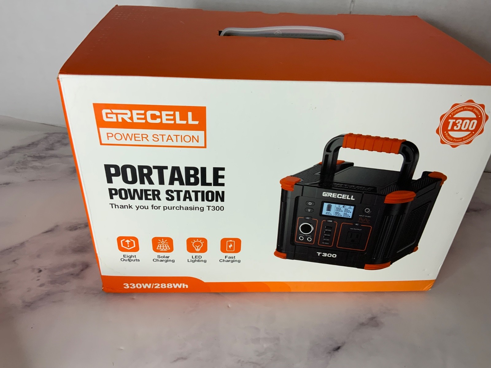 GRECELL Portable Power Station Solar Generator Fast Charging 330W/288Wh T300