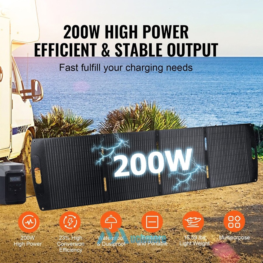200W Foldable Solar Panel Kit Waterproof IP68 for Outdoor RVs ETFE Solar Charger