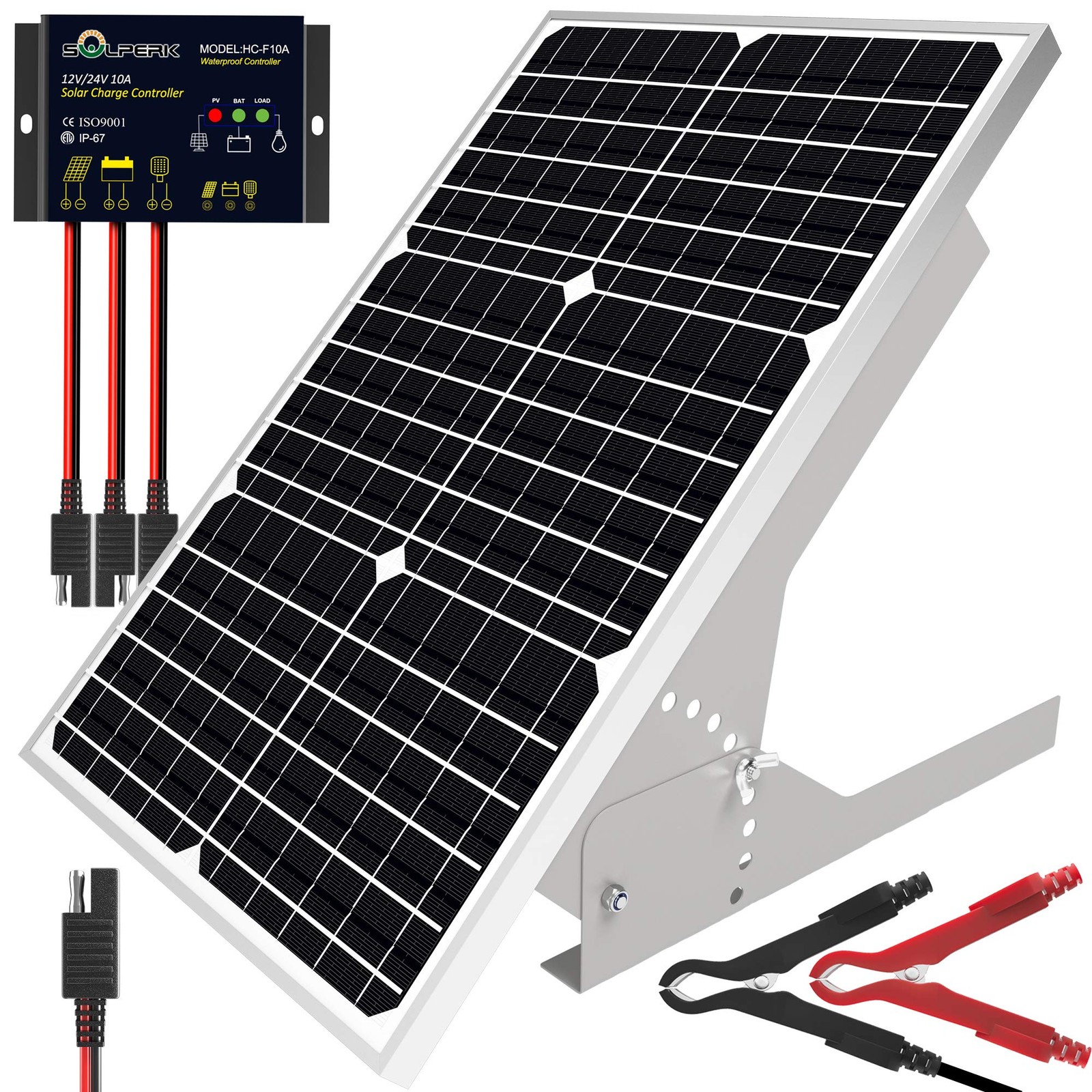 30W Solar Panel Kit 12V, Monocrystalline Solar Panel Charger Off Grid with In…