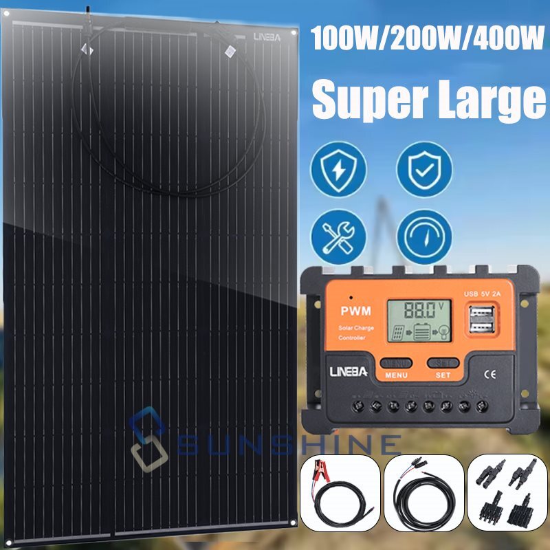 100W 200W 400W Flexible Solar Panel Mono 12V Portable for RV Camping Home Farm