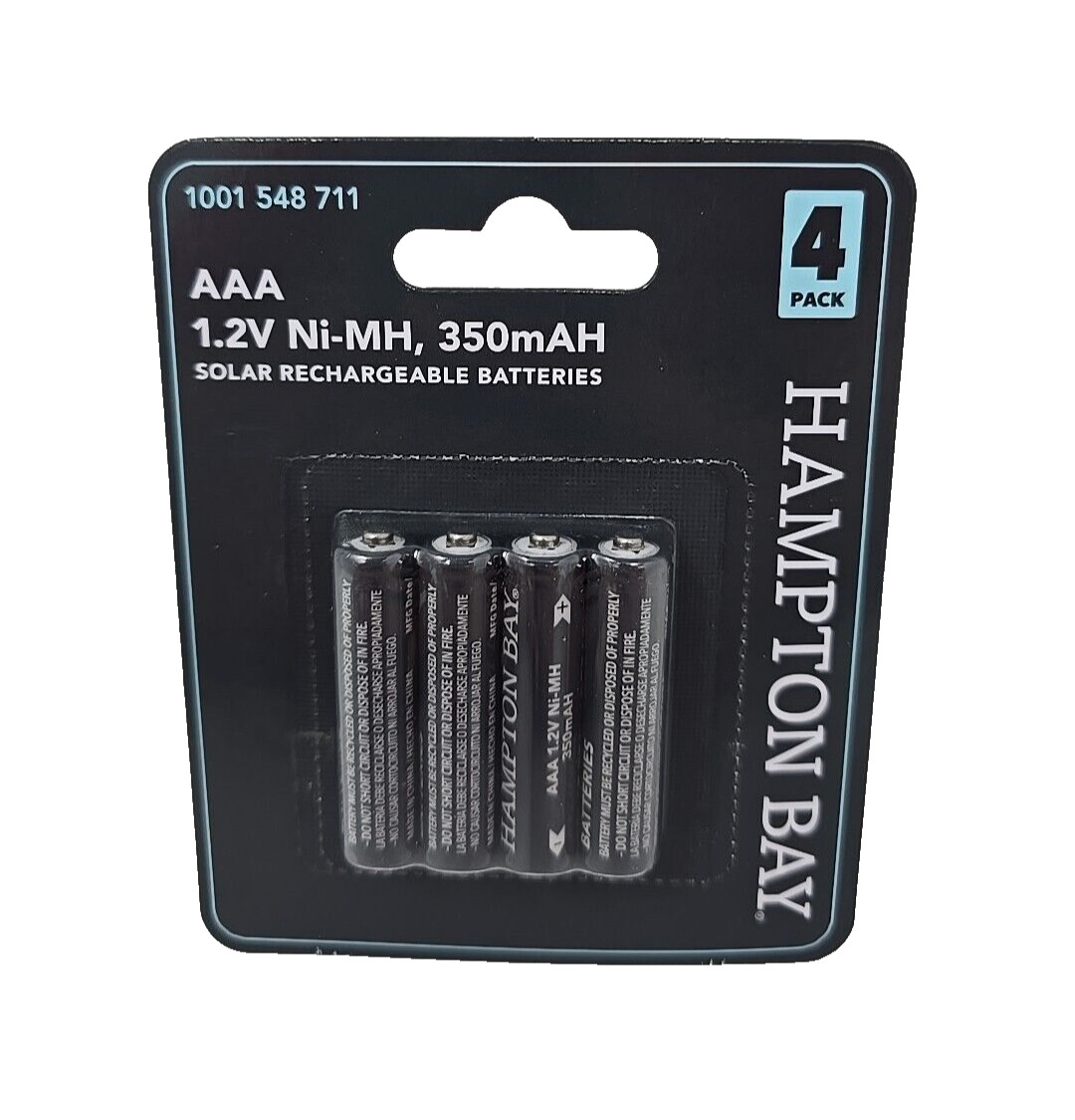 Hampton Bay 79935 Nickel-Metal Hydride Solar Rechargeable AAA Batteries 4-Pk