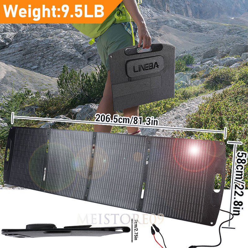Foldable Solar Panel 200W Portable Outdoor Charger Kit DC/USB Ports Travel Home