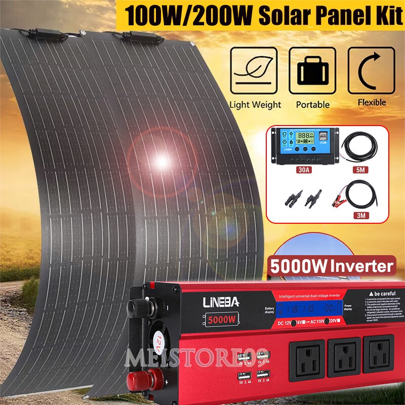 5000W Inverter Solar Panel Kit Solar Power Generator 30A Home 110V Grid System