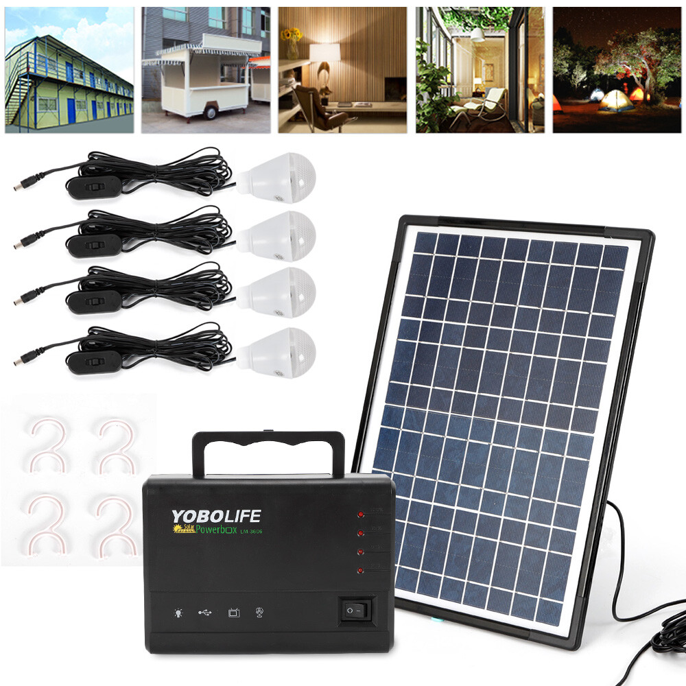 Portable Solar Generator with Solar Panel w/4 Sets LED Lights&USB charging cable