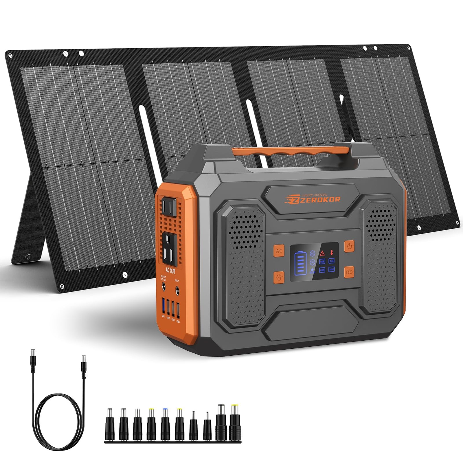Portable Solar Generator, 300W Portable Power Station with Foldable 60W Solar…