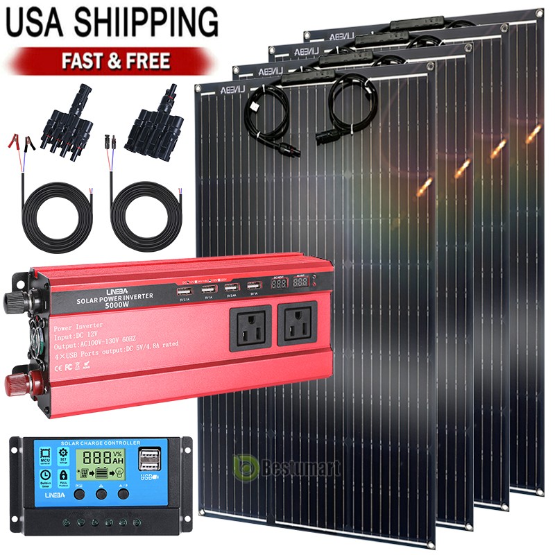 5000W Inverter 200W 400W Mono Solar Panel Starter Kit Battery Charge Controller