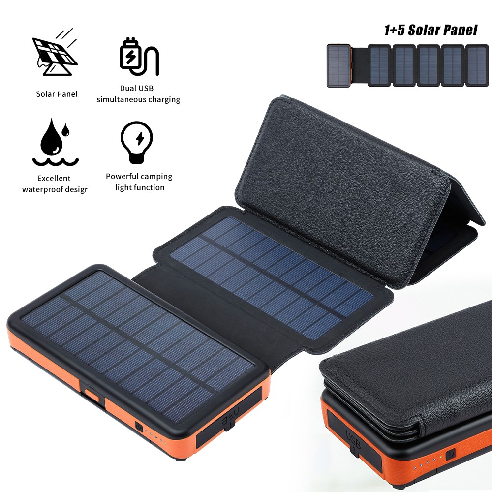 46800mAh Solar Power Bank Folding Solar Panel Portable Phone Charger+LED Light