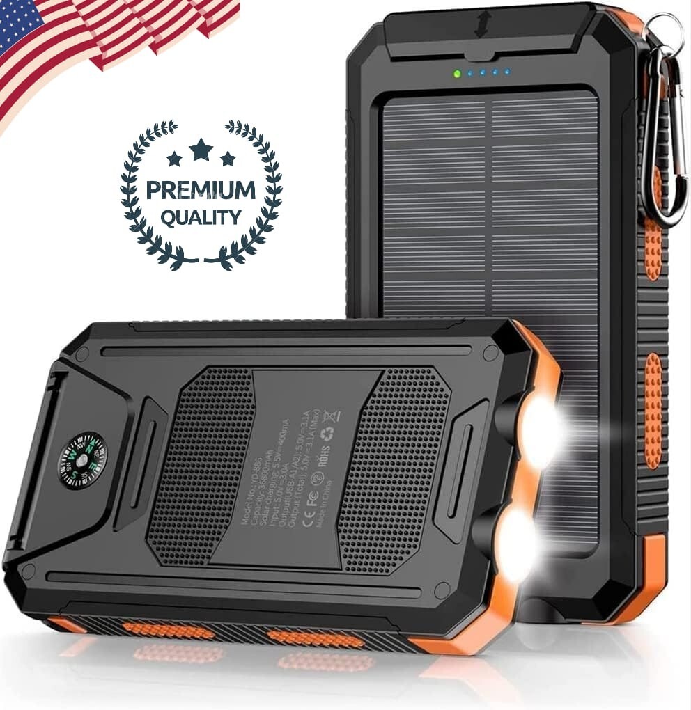 Power Bank,Solar Charger,36800mAh 5V3.1A QC 3.0 Dual 2 USB Port