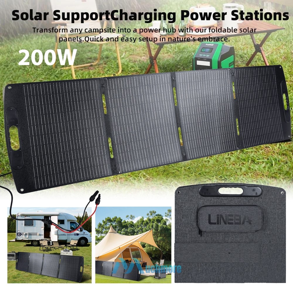 200W Portable Solar Panel Foldable Off-Grid for Power Station Outdoor Camping RV