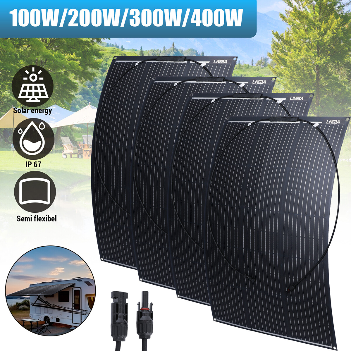 400W Flexible Solar Panel 12V Mono Battery for Caravan RV Boat Camper Van Shed