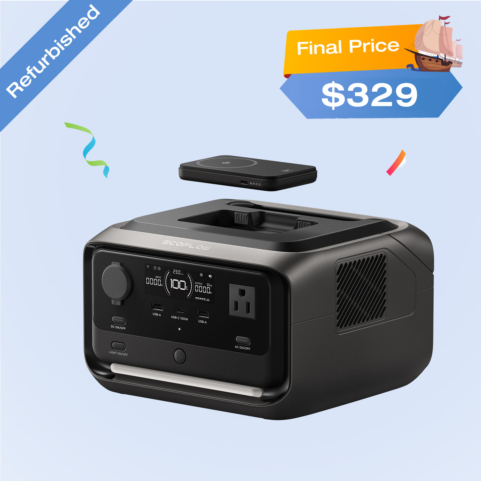 EcoFlow River 3 Plus 286Wh Wireless Boost Combo & 5000mAh RAPID Power Bank