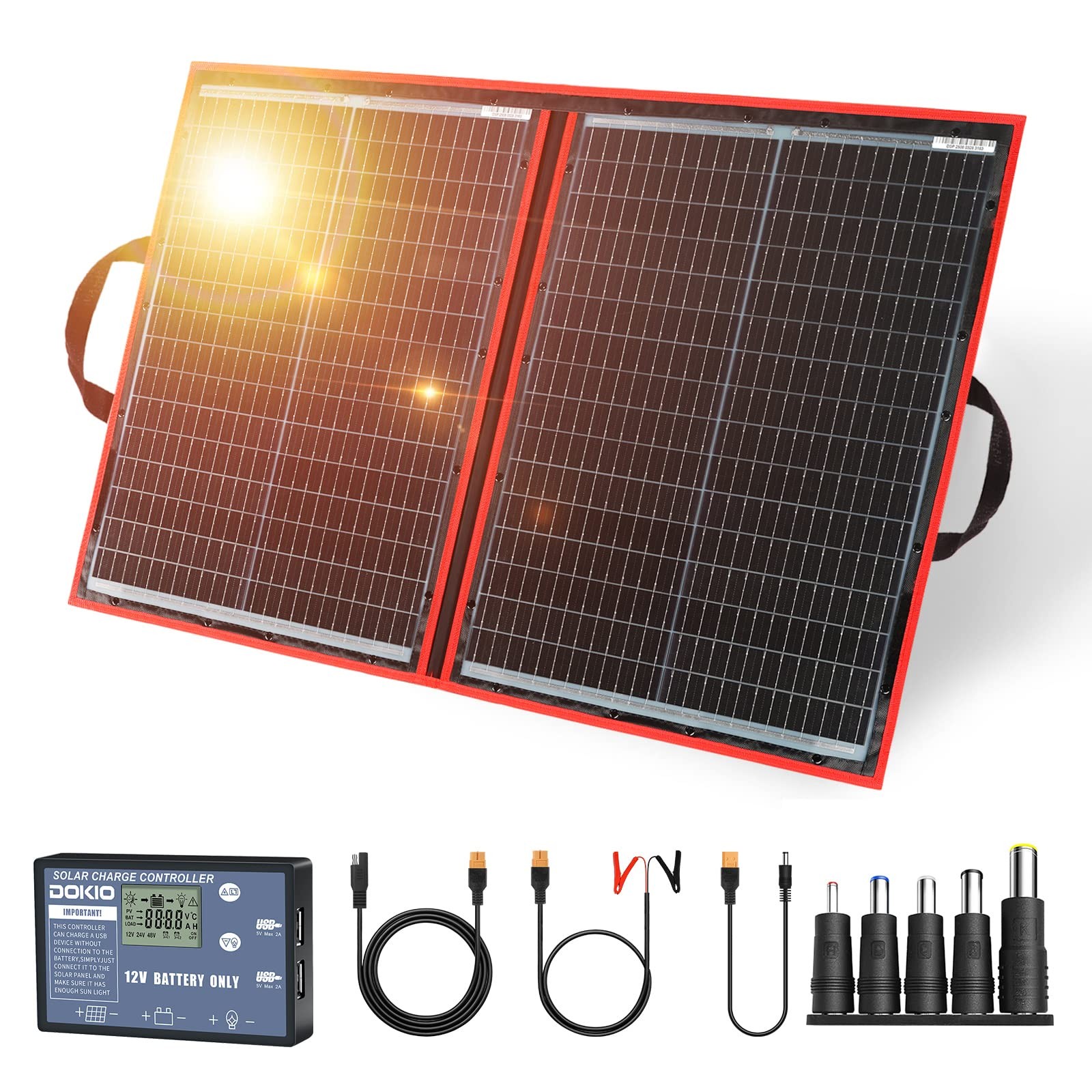 100W Portable Foldable Solar Panel Kit, Compact 18.9x26in Design 5.3lb with S…