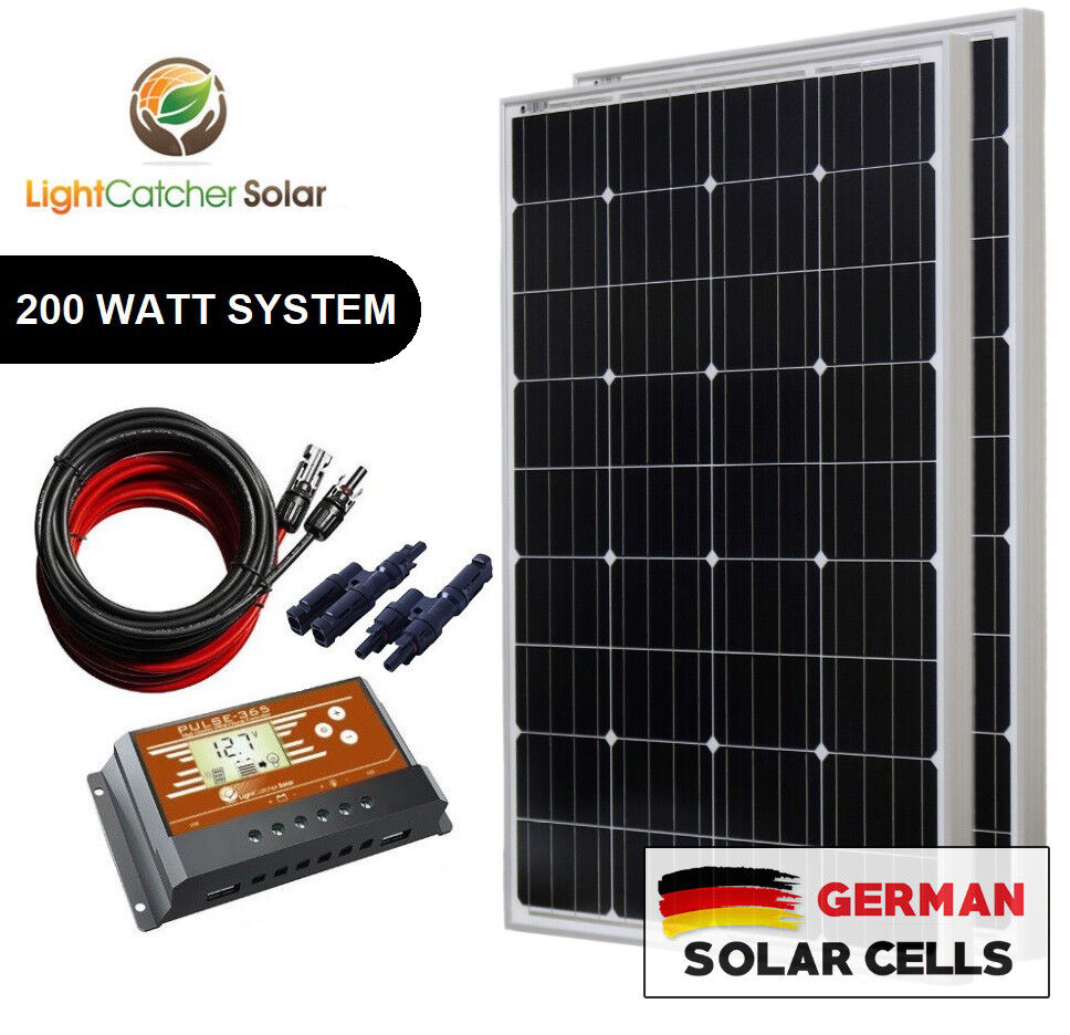 200 Watt Mono Solar Panel Kit 12V 200W 12-Volt Battery Charging RV Boat Off-Grid