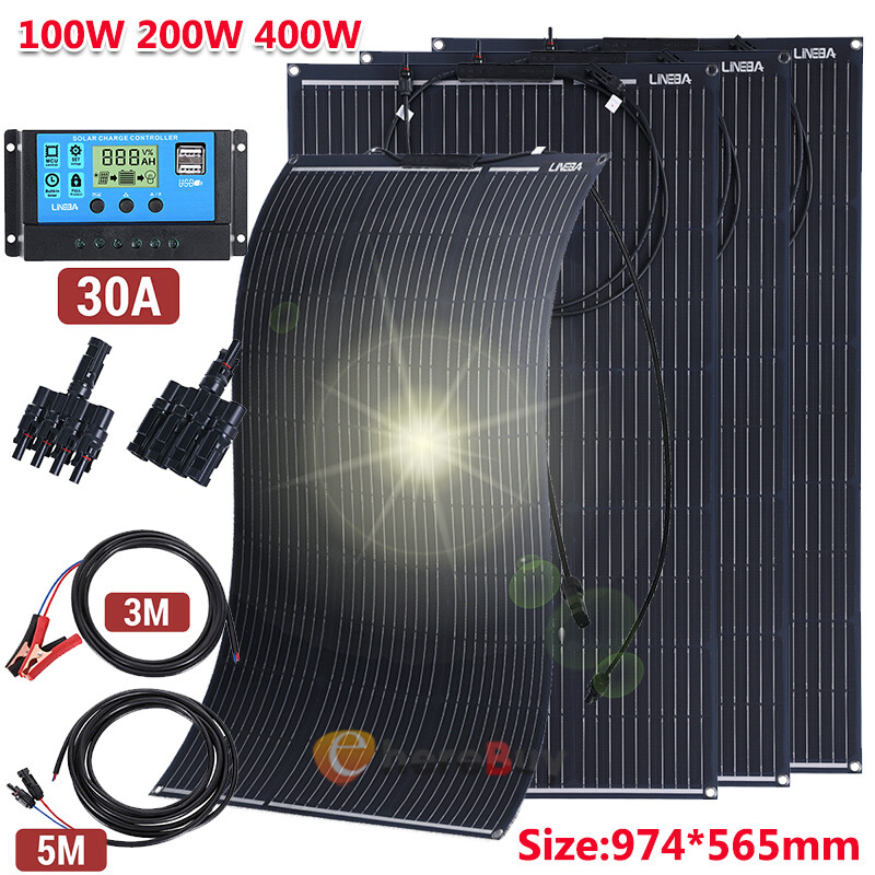 400 Watts Solar Panel Kit 30A 18V Battery Charger w/ Controller Caravan Boat RV